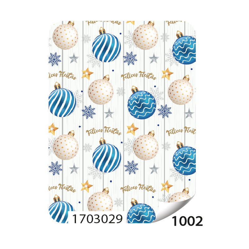 Papel de Regalo Navideño Esferas Blancas y Azules 75 grs 25 piezas Creear