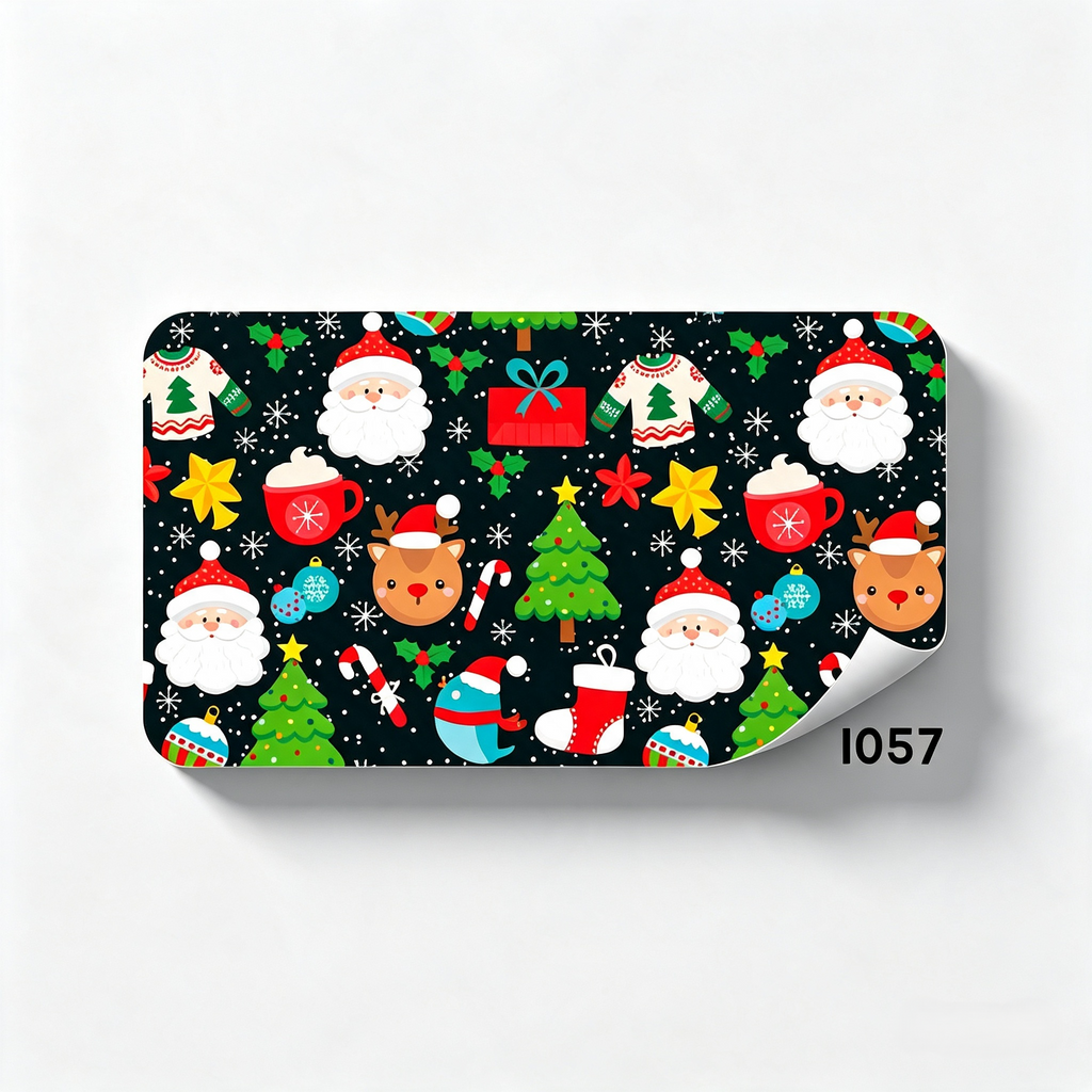 PAPEL DE REGALO NAVIDEÑO PINO SANTA COPOS FONDO NEGRO 70GR PLIEGO CREEAR 1057