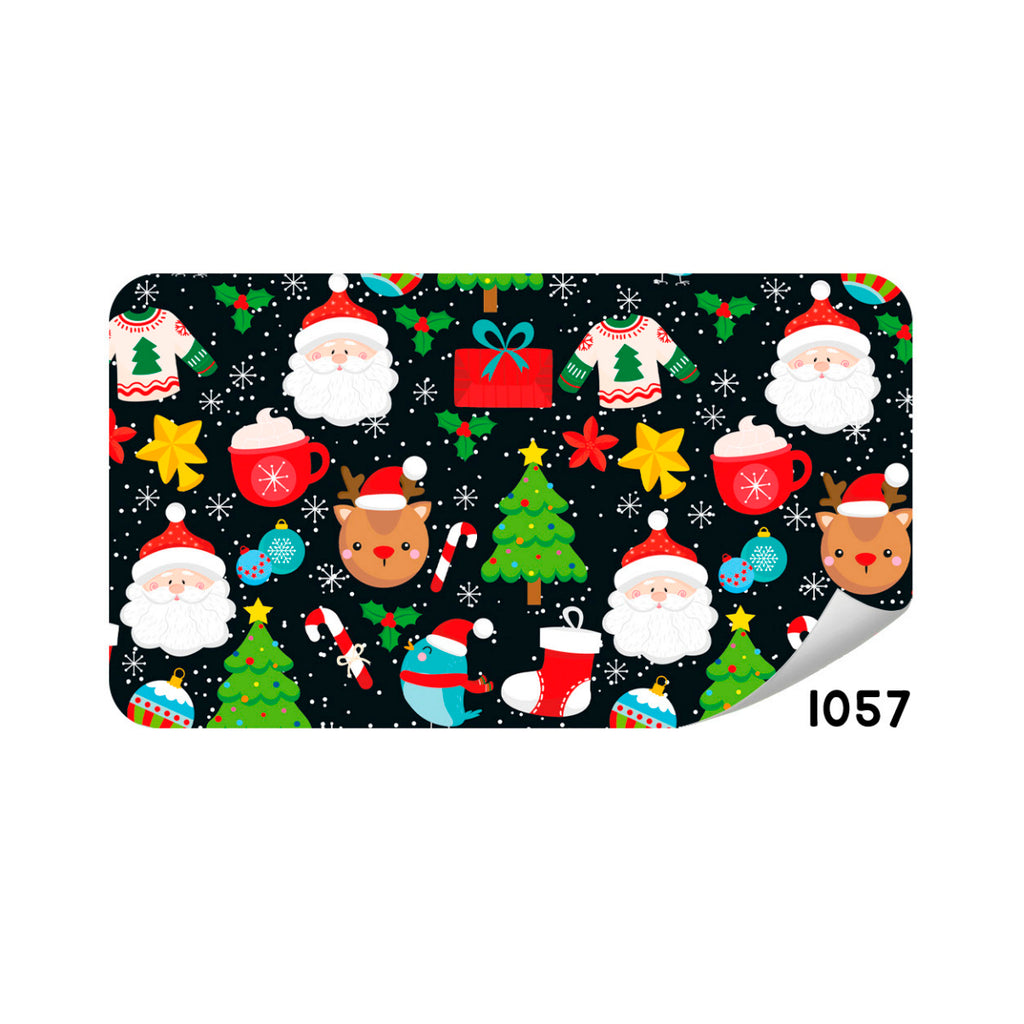 PAPEL DE REGALO NAVIDEÑO PINO SANTA COPOS FONDO NEGRO 70GR PLIEGO CREEAR 1057