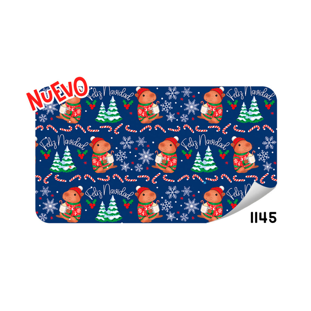 PAPEL DE REGALO NAVIDEÑO CAPIBARAS FONDO AZUL CREEAR 70GRS PLIEGO 1145