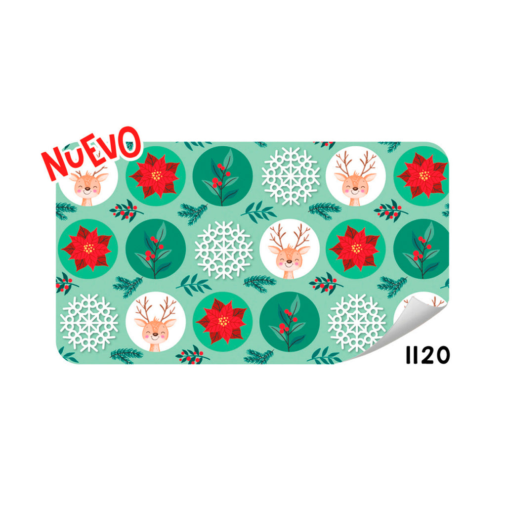 PAPEL DE REGALO NAVIDEÑO CREEAR NOCHEBUENAS Y RENO FONDO AQUA70GRS PLIEGO 1120
