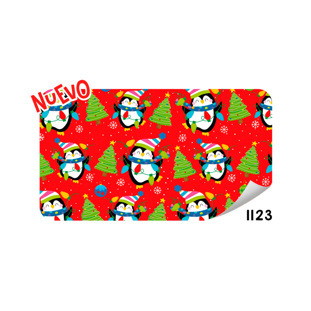 PAPEL DE REGALO NAVIDEÑO PINGUINOS FONDO ROJO CREEAR 70GRS PLIEGO 1123