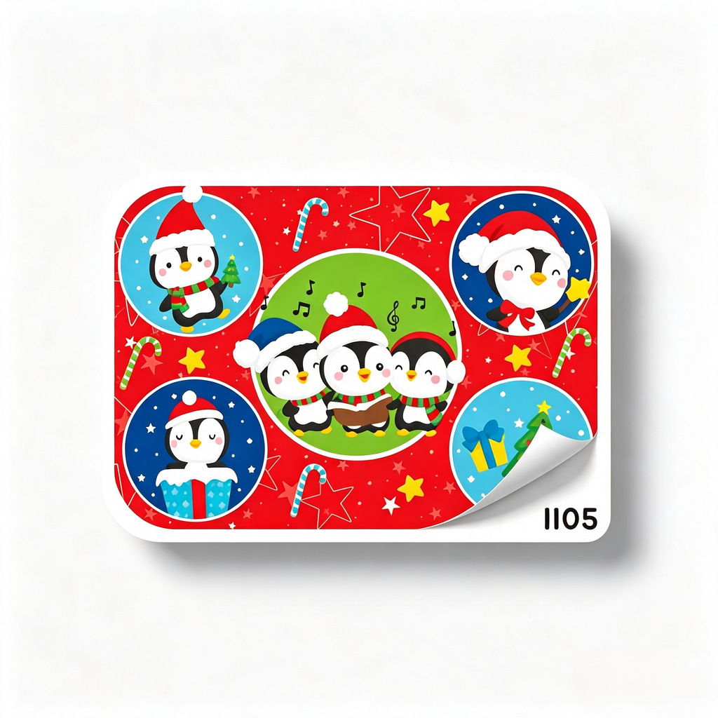 PAPEL DE REGALO NAVIDEÑO PINGUINOS FONDO ROJO 70GR PLIEGO CREEAR 1105