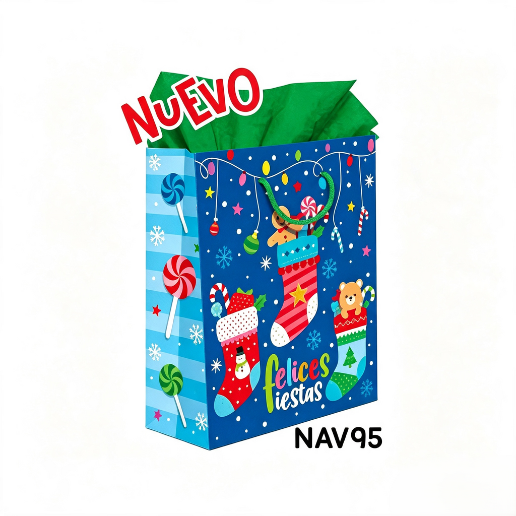 BOLSA DE REGALO NAVIDAD GIGANTE PAQ C/10 BOTAS Y CARAMELOS CREEAR NAV95
