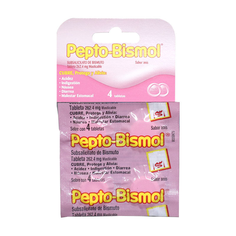 Tabletas Masticables Pepto Bismol 4 piezas