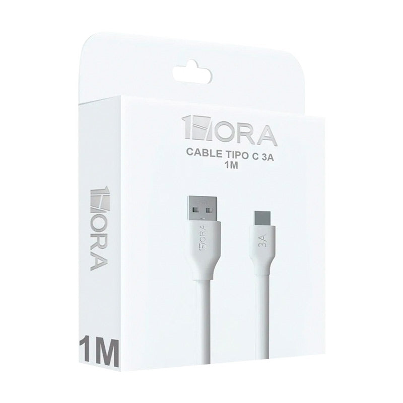 Cable Tipo C a C Turbo Carga 3A 1 Metro Blanco 1Hora