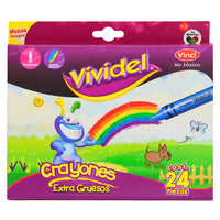 Crayones Extra Gruesos Redondos C/24 piezas Vividel Dixon