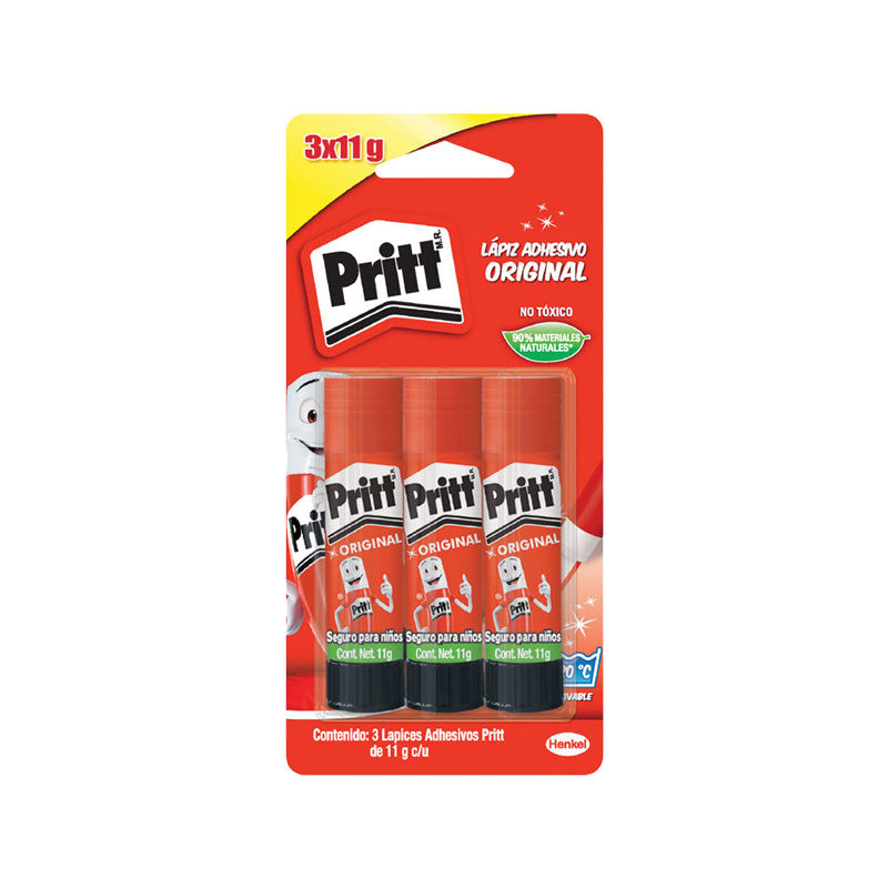 Lapiz Adhesivo Blanco 11 grs C/3 piezas Pritt