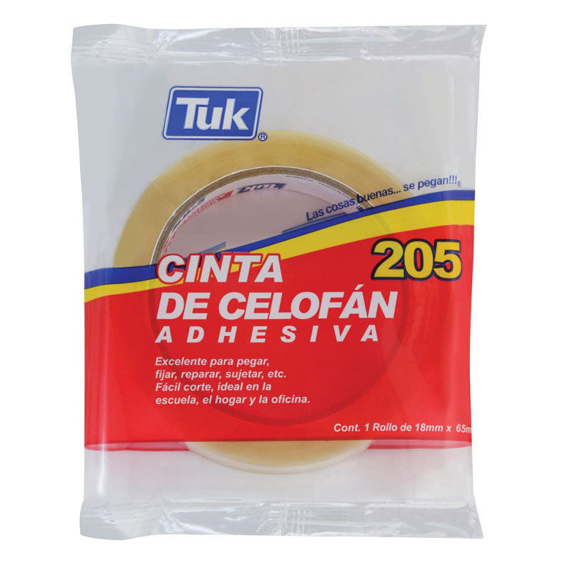 Cinta Adhesiva #205 Celofán 18 mm x 65 m Tuk