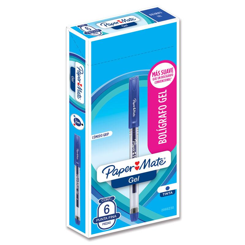 Bolígrafo Gel Azul Papermate C/6 piezas Newell