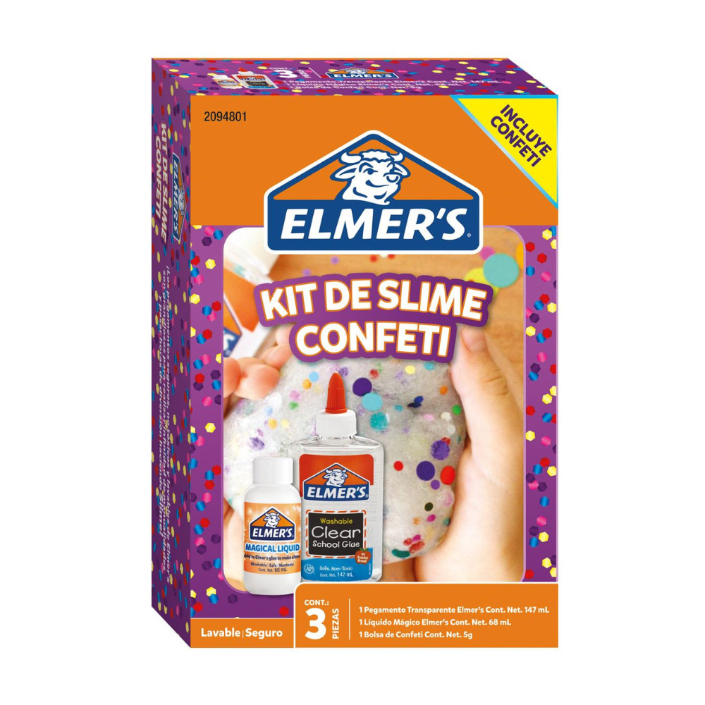 Pegamento Liquido Confeti Slime Kit 3 piezas Elmers