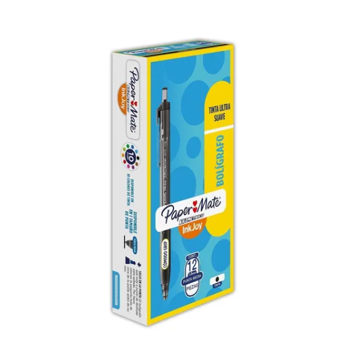 Boligrafo Retractil Punto Fino Negro Papermate Kilometrico C/12 pzas