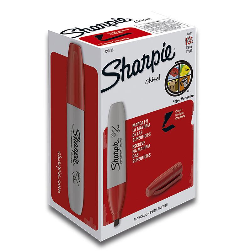 Marcador Permanente Cincel Rojo Sharpie Newell