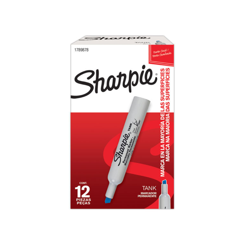 Marcador Permanente Azul Cincel 12 piezas Tank Sharpie