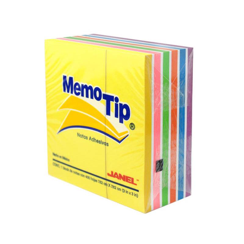 Nota Adhesiva 3 x 3 Memo Tip Neon Cubo Janel