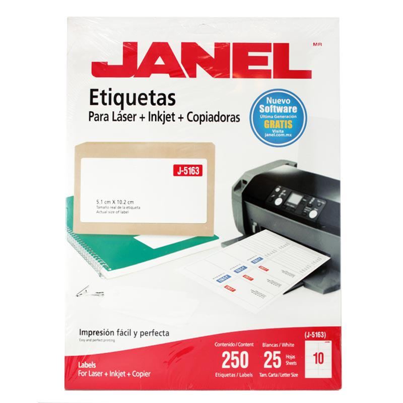 Etiqueta Adhesiva Laser Blanca #108 51 x 102 mm 25 hjs Janel