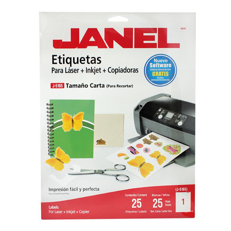 Etiqueta Adhesiva Laser Blanca #108 216 x 279 mm 25 hjs Janel