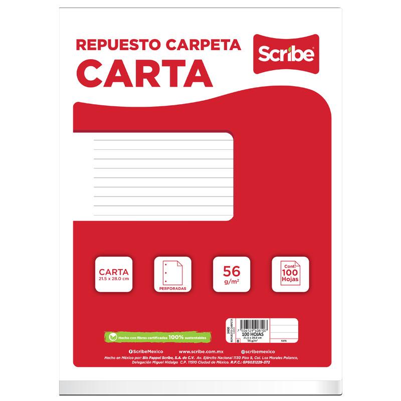 Hojas de Repuesto Carta Raya C/100 hjs Scribe