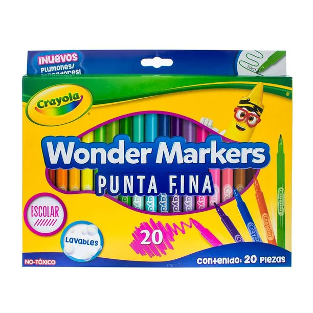 Plumones Punto Fino Wonder Markers Caja con 20 piezas Crayola