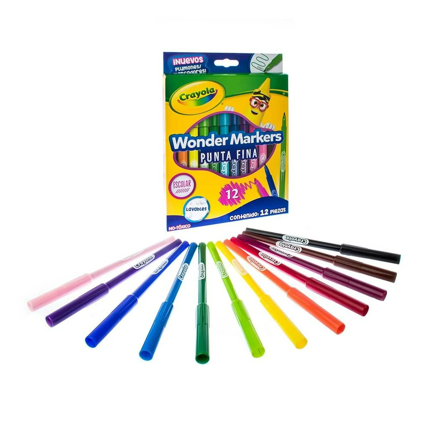 Plumones Punto Fino Wonder Markers Caja con 12 piezas Crayola