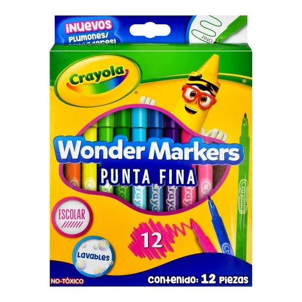 Plumones Punto Fino Wonder Markers Caja con 12 piezas Crayola