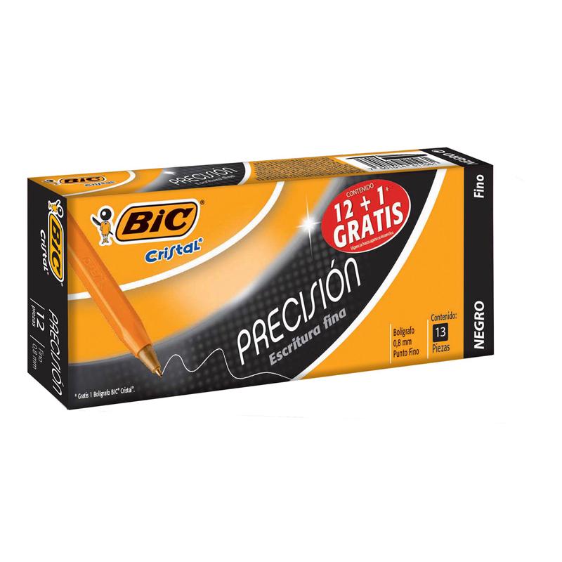 Bolígrafo Negro Precision Punta Fina 12 piezas Bic