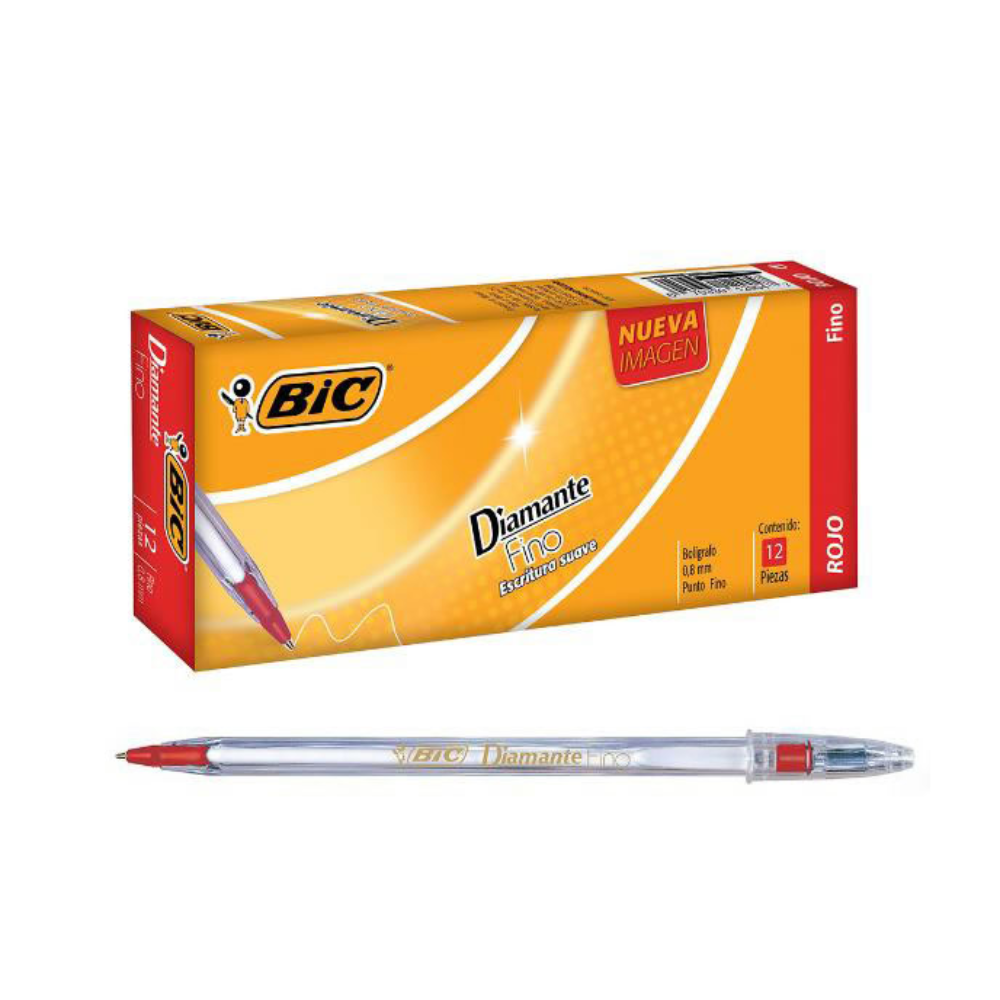 Bolígrafo Punto Fino Rojo Diamante Bic