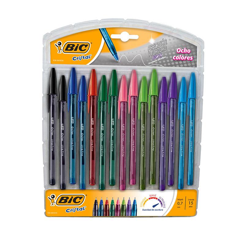 Bolígrafo Ultra Fino Surtido Fashion C/15 piezas Precisión Y Suavidad Blíster Bic