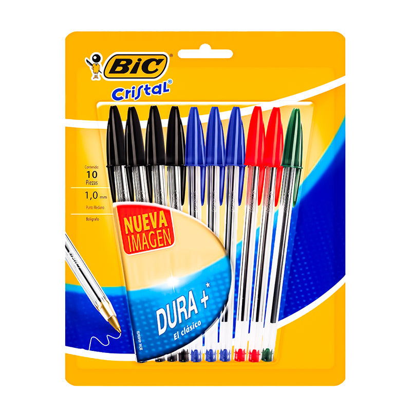 Bolígrafo Punto Medio Surtido Cristal Blister 10 piezas Bic