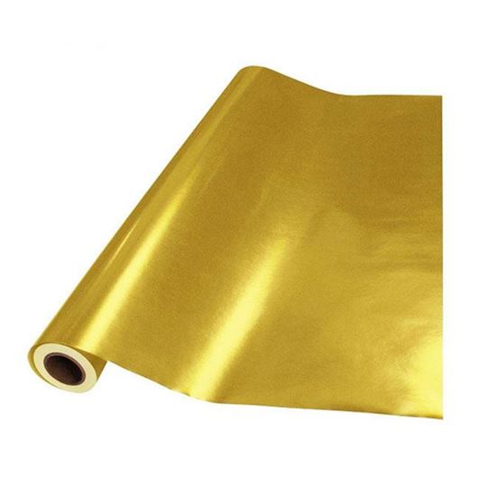 Papel Metalizado Liso Brillante Oro Rollo 25 mts Navi Plastic