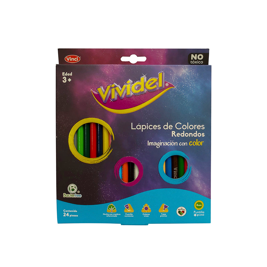 Colores Largos Redondos C/24 piezas Vividel Dixon