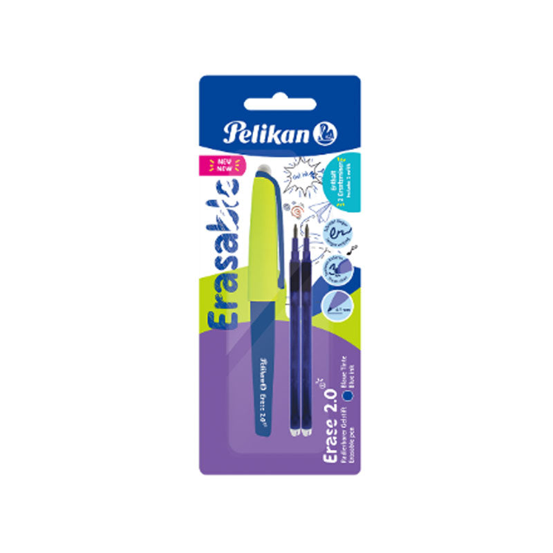 Bolígrafos Borrables TInta Gel Azul 0.7 mm 1 pz más 2 Refills Erase 2.0 Pelikan