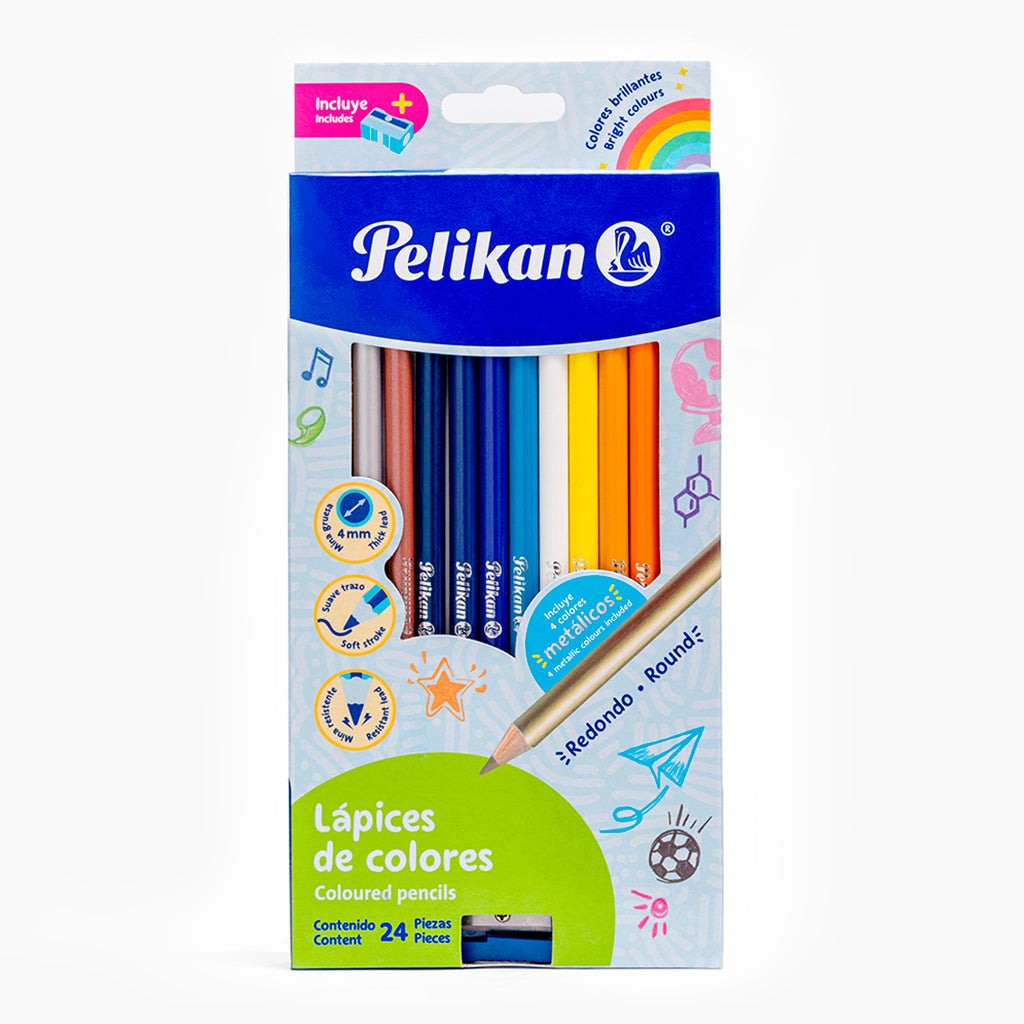 Colores Largos Redondos Estuche 24 piezas Pelikan