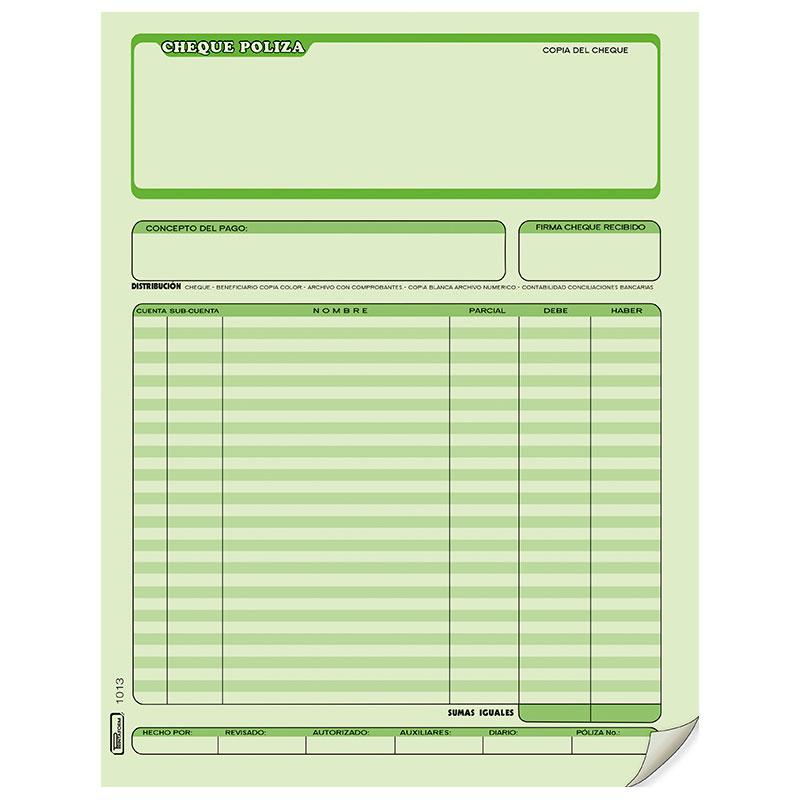 Block Cheque Poliza #1013 Duplicado Printaform