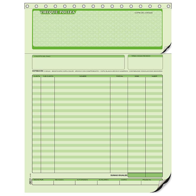 Block Cheque Póliza C/Papel Carbón B-1013 Printaform