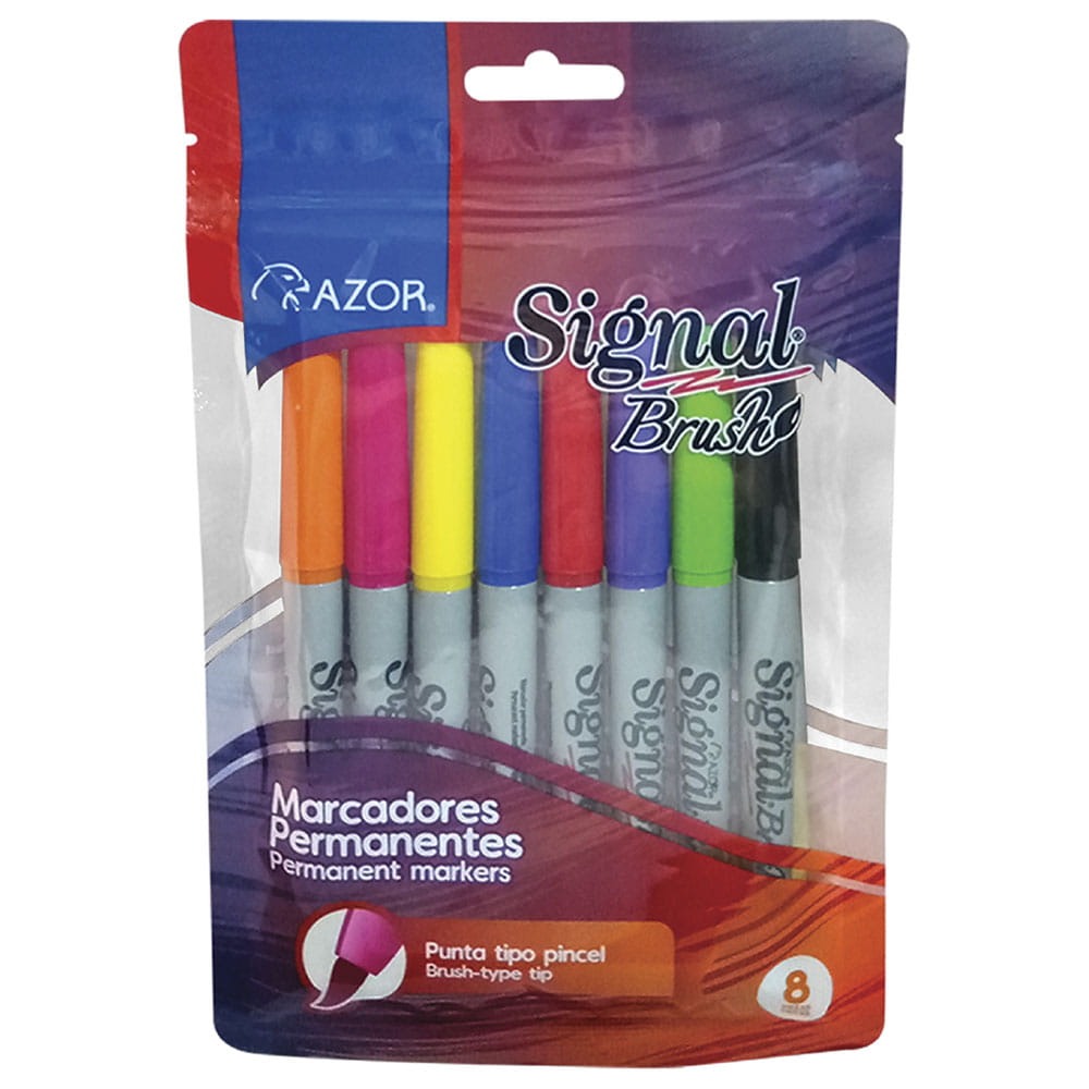 Marcador Permanente Surtido 8 piezas Signal Brush Azor