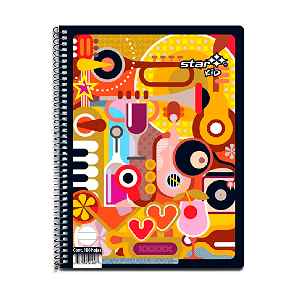 Cuaderno Profesional Espiral Cuadro Grande 100 hjs Star Kid Estrella