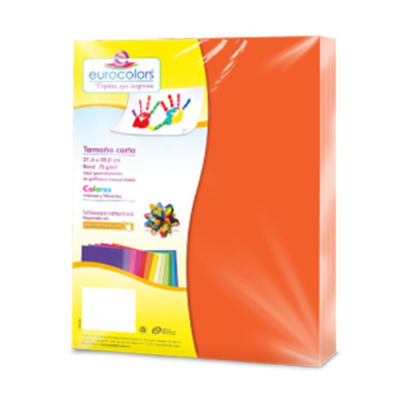 Papel Bond Carta Naranja Neón Paquete/100 hjs Eurocolor Arpapel