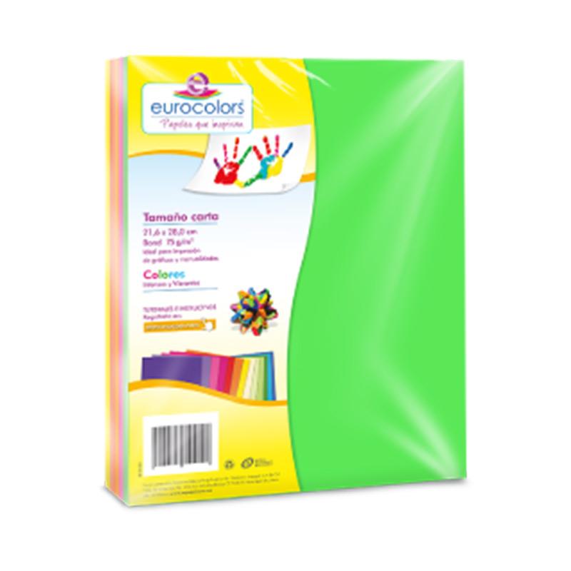 Papel Bond Carta Arcoiris Neon 100 hjs Eurocolor Arpapel