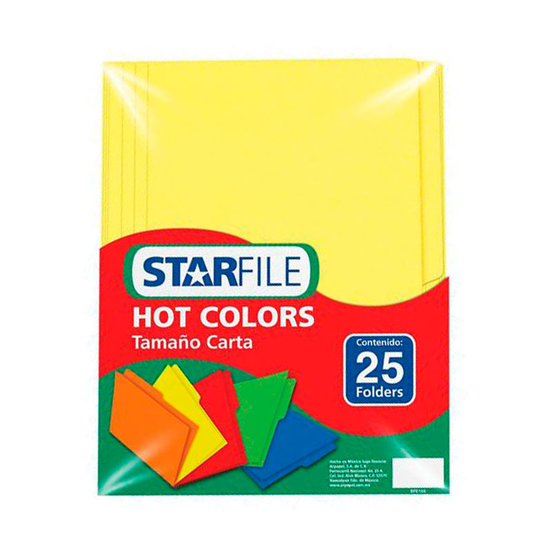 Folder Carta Amarillo Paquete/25 piezas Hot Colors