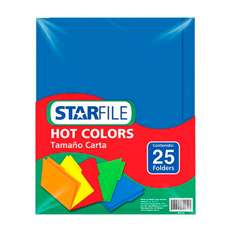 Folder Carta Azul Paquete/25 piezas Hot Colors