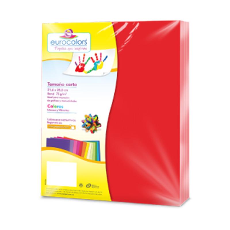 Papel Bond Carta Rojo 100 hjs Eurocolor Arpapel