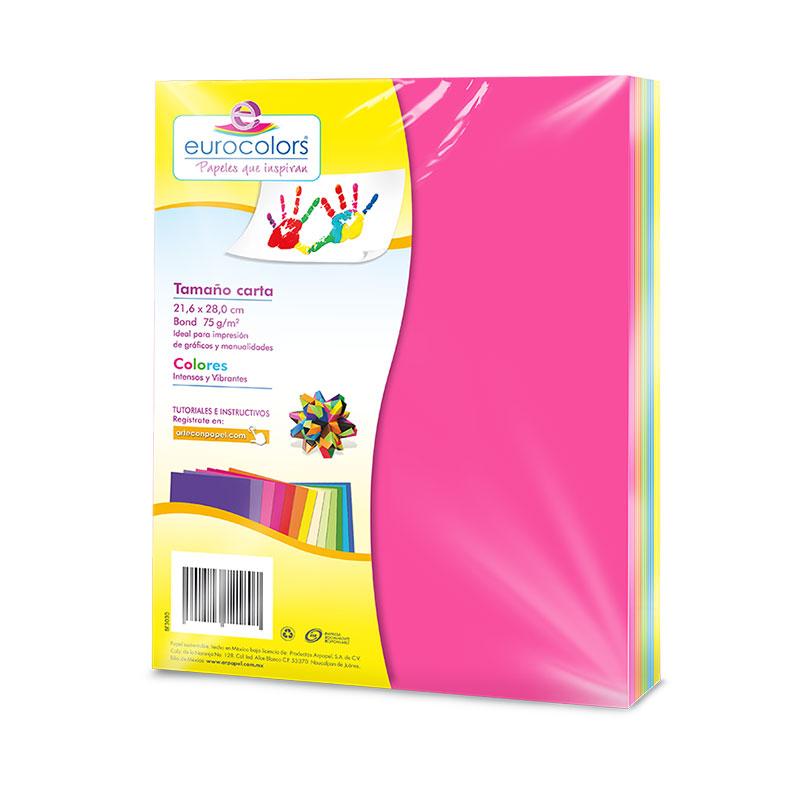 Papel Bond Carta Arcoíris Vibrante 100 hjs Eurocolor Arpapel