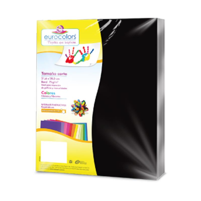 Papel Bond Carta Negro 100 hjs Eurocolor Arpapel