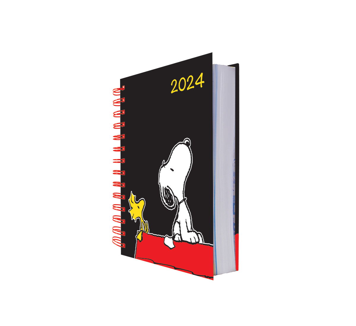 Agenda 2024 Diaria Snoopy Doble Arillo Negro Danpex