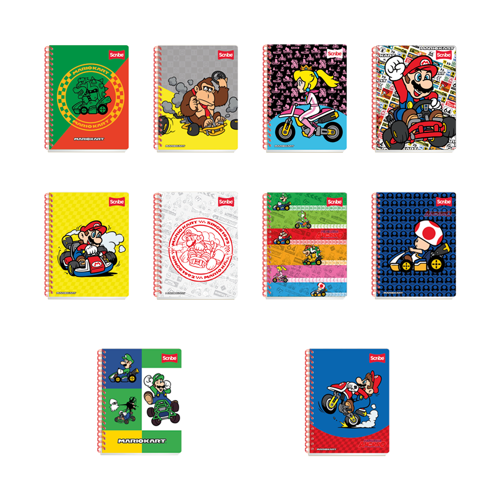 Cuaderno Profesional Doble Arillo Mario Bros Cuadro Grande 100 hjs Semirigido Scribe