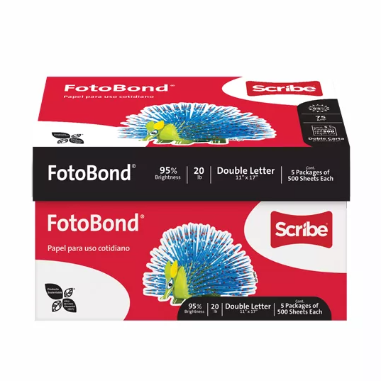 Papel Bond Doble Carta Blanco 500 hjs 75 grs Fotobond Scribe