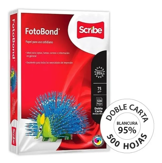 Papel Bond Doble Carta Blanco 500 hjs 75 grs Fotobond Scribe