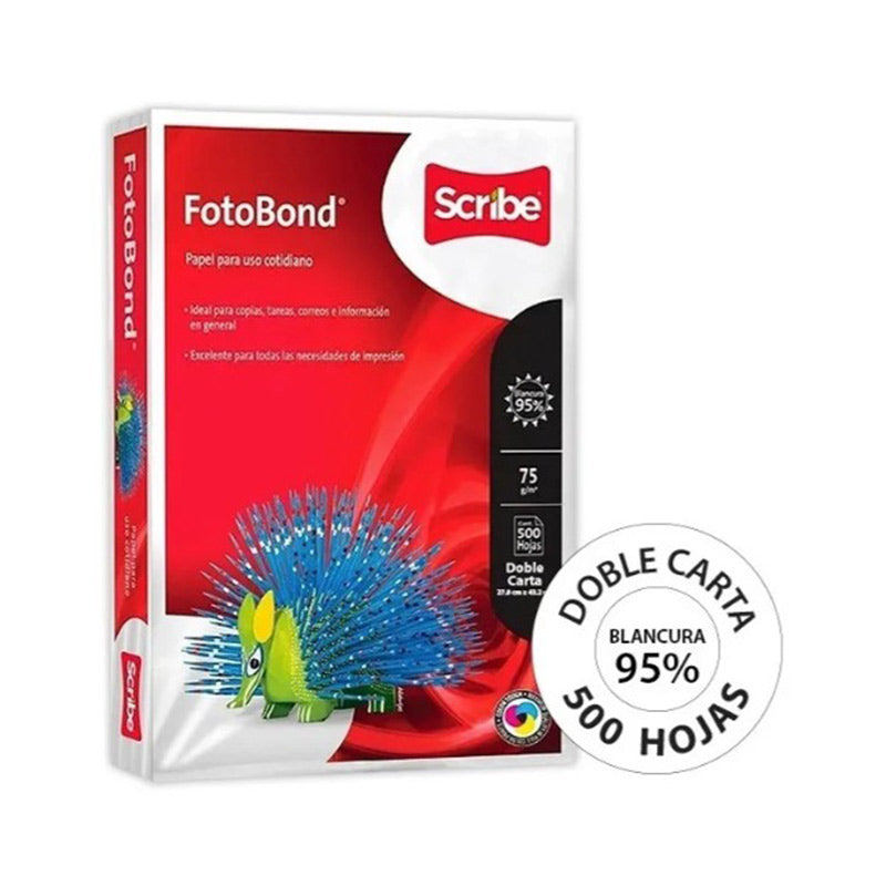 Papel Bond Doble Carta Blanco 500 hjs 75 grs Fotobond Scribe