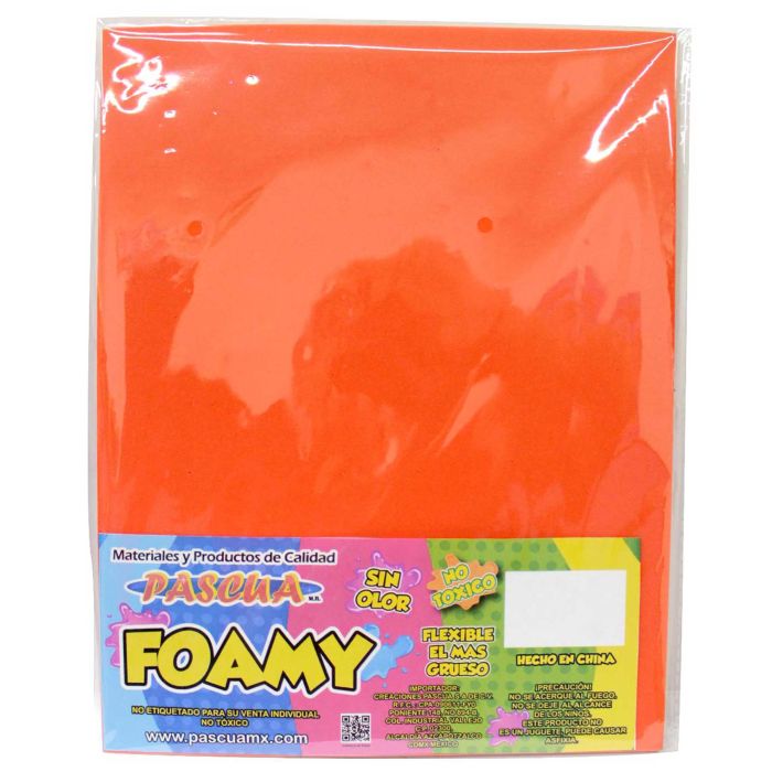 Foamy Liso Naranja Carta 5 piezas Pascua